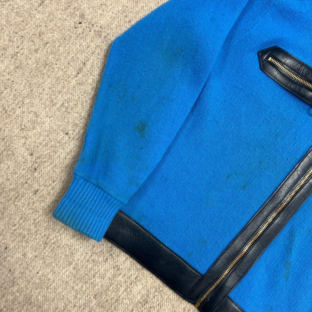 Vintage Superior Zip Up Sweater Mens XL Blue 1970s Inter Vale - Picture 3 of 9